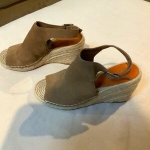 Gap Brown 9 Suede Espadrille Wedge Platform Normcore Neutral Cottagecore